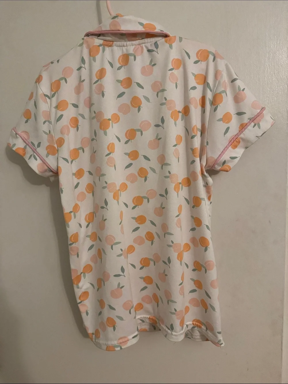 Girls Peach-Print Pajama Set - White/Peach